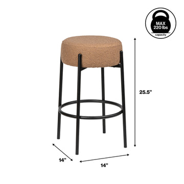 Paola Modern Metal/Bouclé Cushioned Counter & Bar Stool - JONATHAN Y